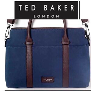 TED BAKER LONDON Men's Seller Faux Nubuck Document Bag - Navy